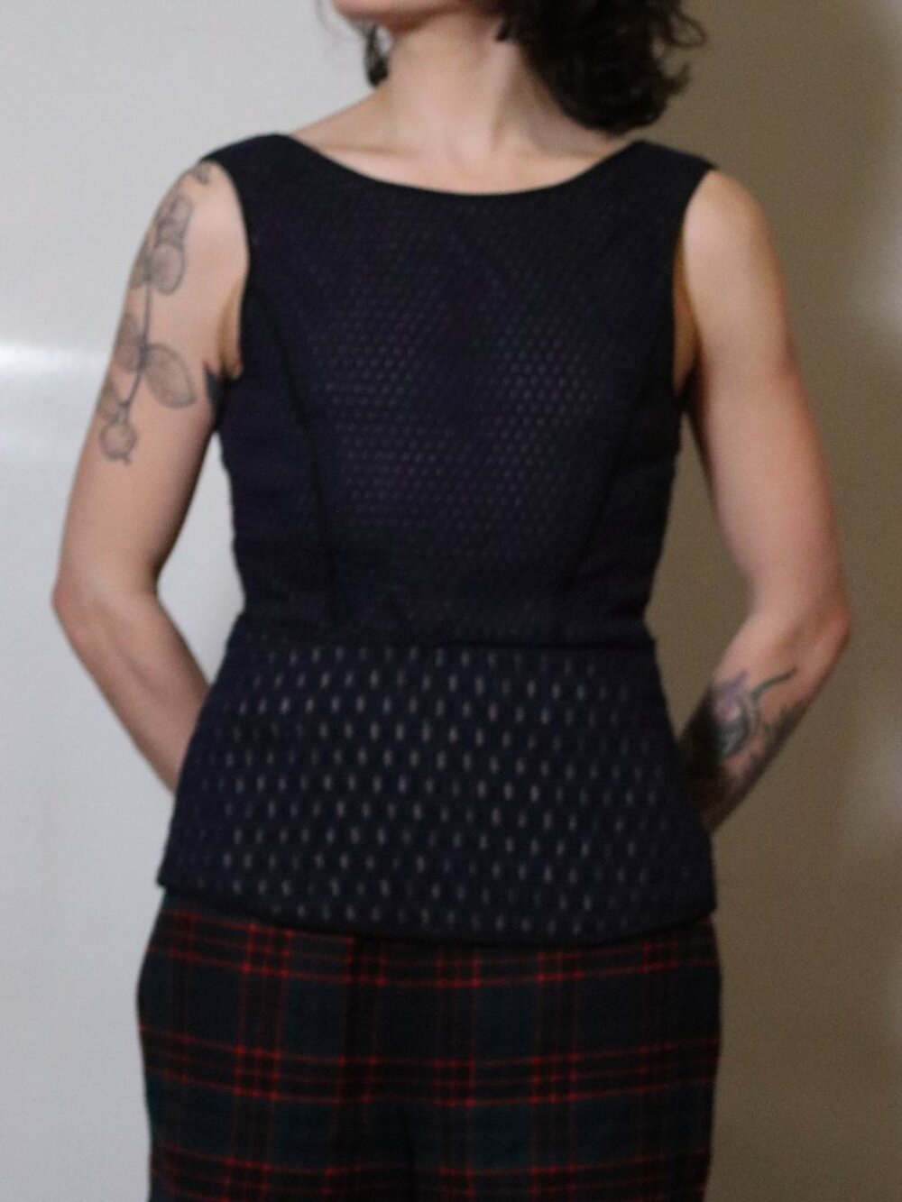 Tibi Navy Blue Wool Shell Size 0